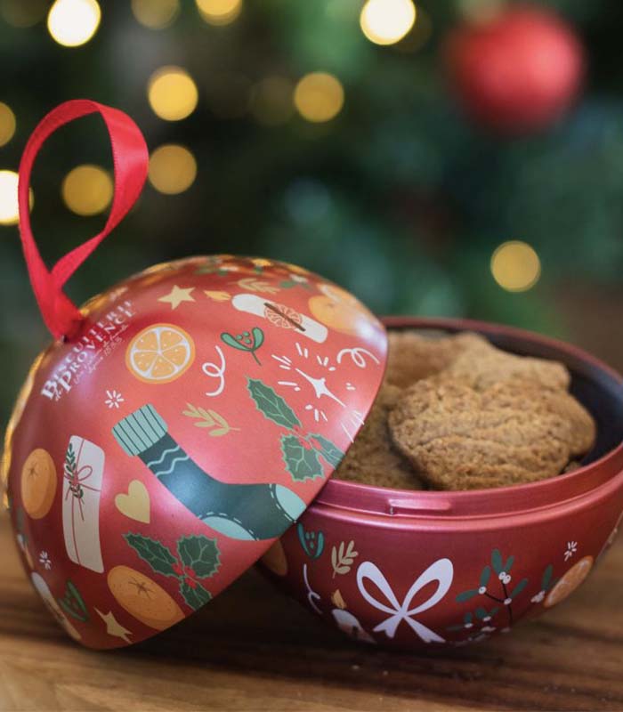 Boules de Noël bio boîte métal 80g x8 Biscuiterie de Provence