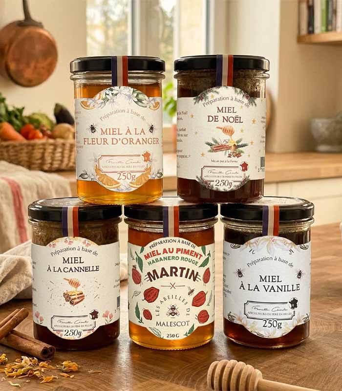 Miel de Noël 125g - Édition limitée - x12 Abeilles de Malescot