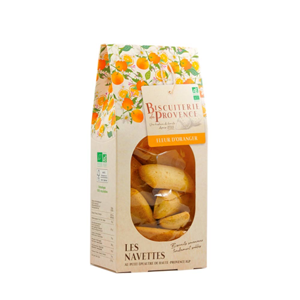 [20107] Navettes Fleur d'oranger Bio 100g x21 Biscuiterie de Provence