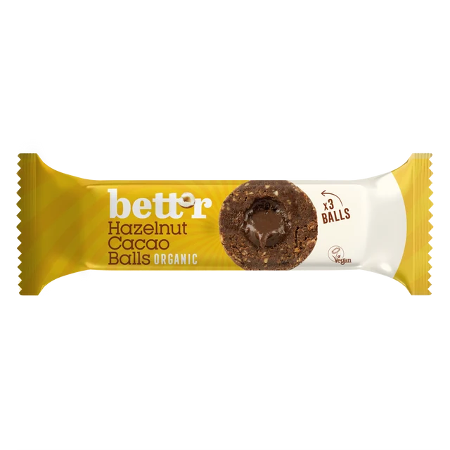 [82356] Boules aux fruits bio fourrées au cacao et à la noisette 50g - x15 Bett'r