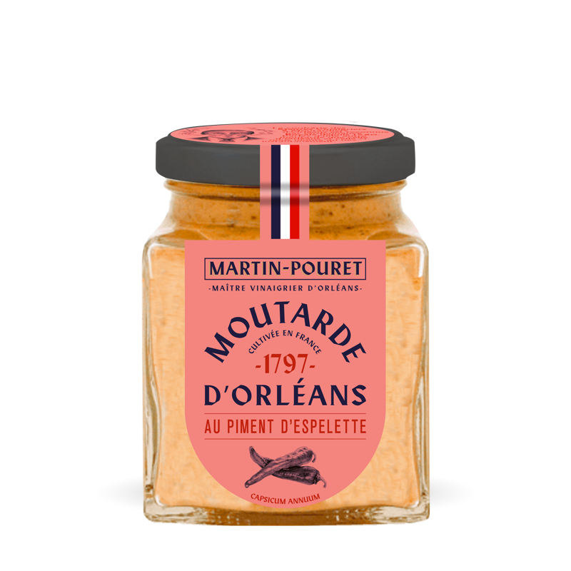 Moutarde d'Orléans au Piment d'Espelette AOP 200g - x6 Martin Pouret
