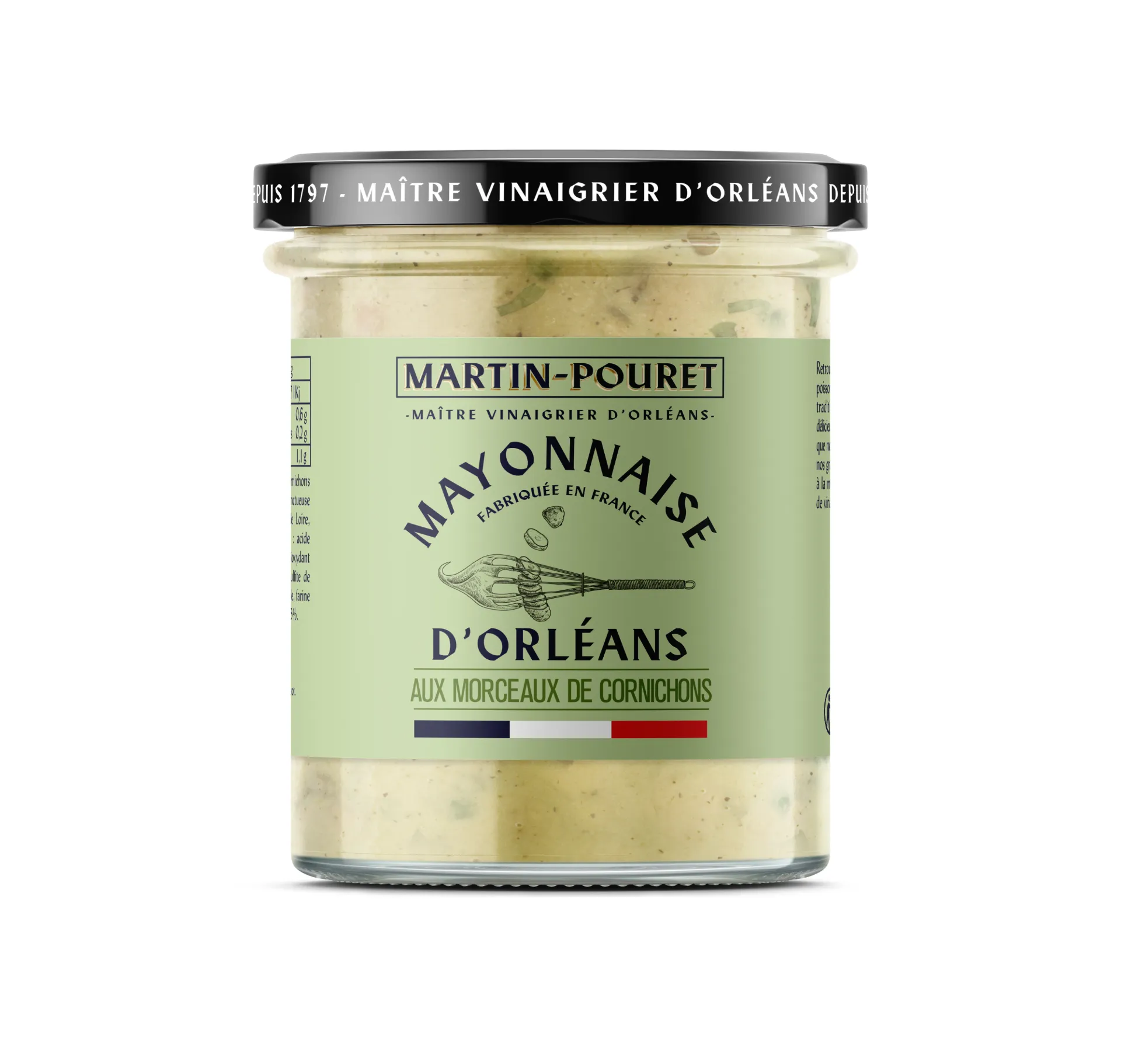 Mayonnaise à la moutarde d'Orléans aux Morceaux de Cornichons Français 170g - x12 Martin Pouret