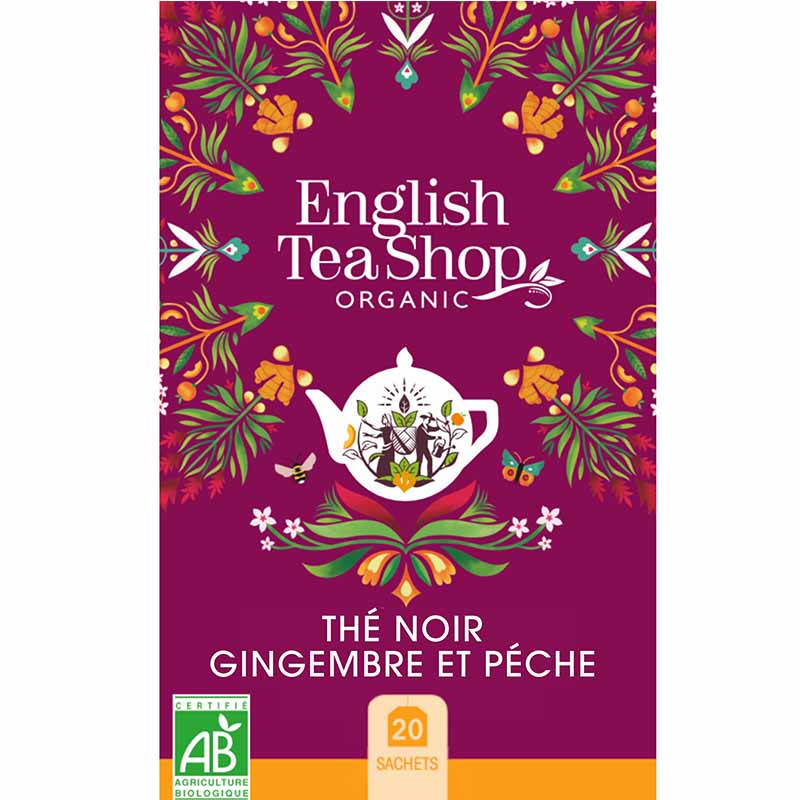 [29212] Thé Noir Gingembre & Pêche Bio 20 sachets x6 ETS