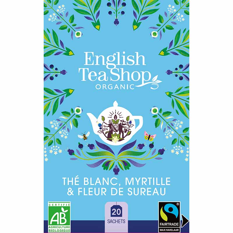 [39846] Thé Blanc Myrtille & Fleur de Sureau Bio 20 sachets x6 ETS