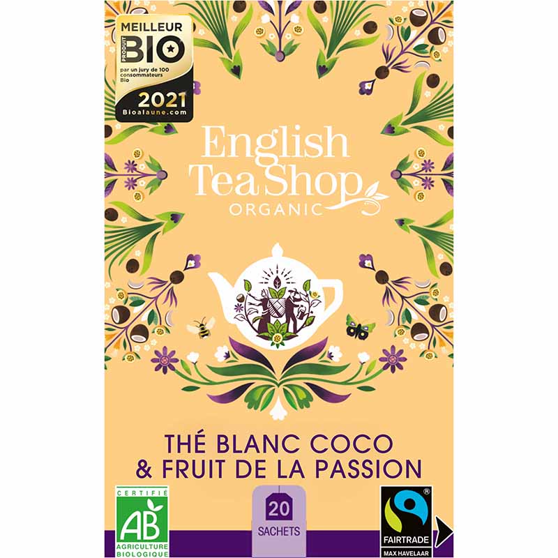 [52975] Thé Blanc Coco & Fruit de la Passion Bio 20 sachets x6 ETS
