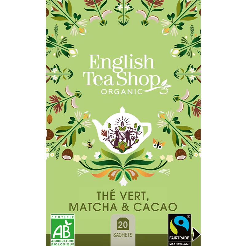 Thé Vert, Matcha & Cacao Bio 20 sachets x6 ETS