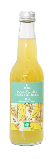 Kombucha Citron & Gingembre Bio 33cl x12 Atika