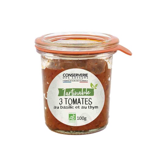 Tartinable 3 tomates basilic et thym bio 100g x12 Conserverie des saveurs