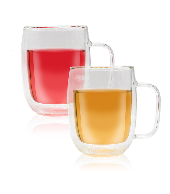 [50158] Duo de tasses transparentes en verre double paroi 350ml x6 Horae