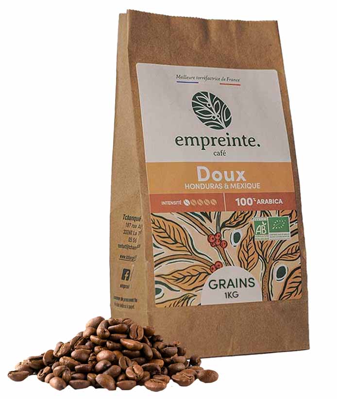 Café Doux 1Kg GRAINS Bio x6 Empreinte