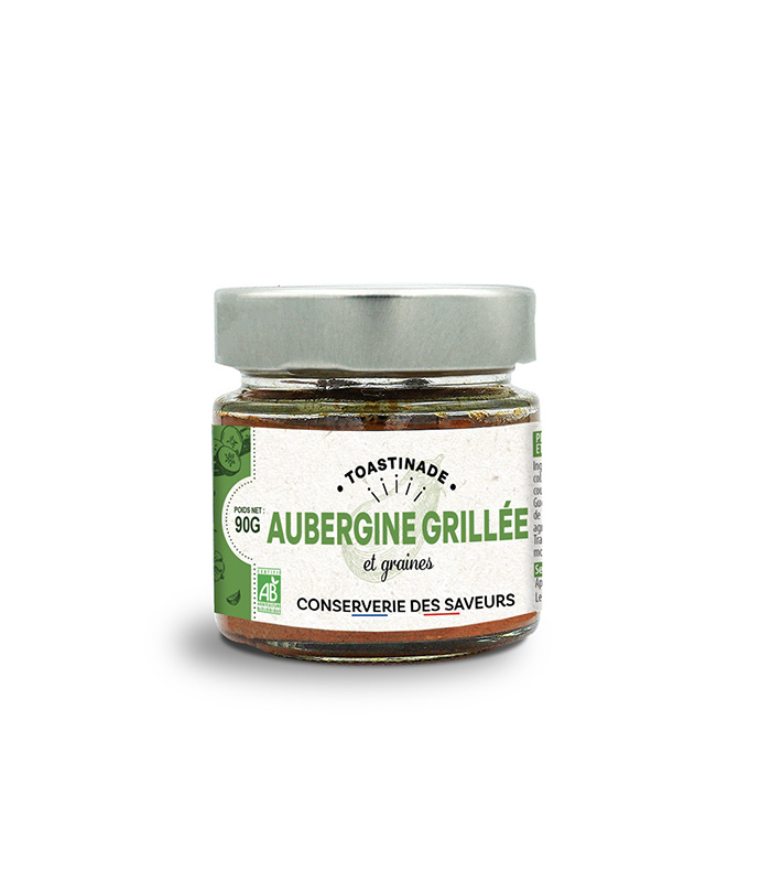 [63913] Toastinade d'aubergine grillée et graines bio 90g x12 La Conserverie des Saveurs