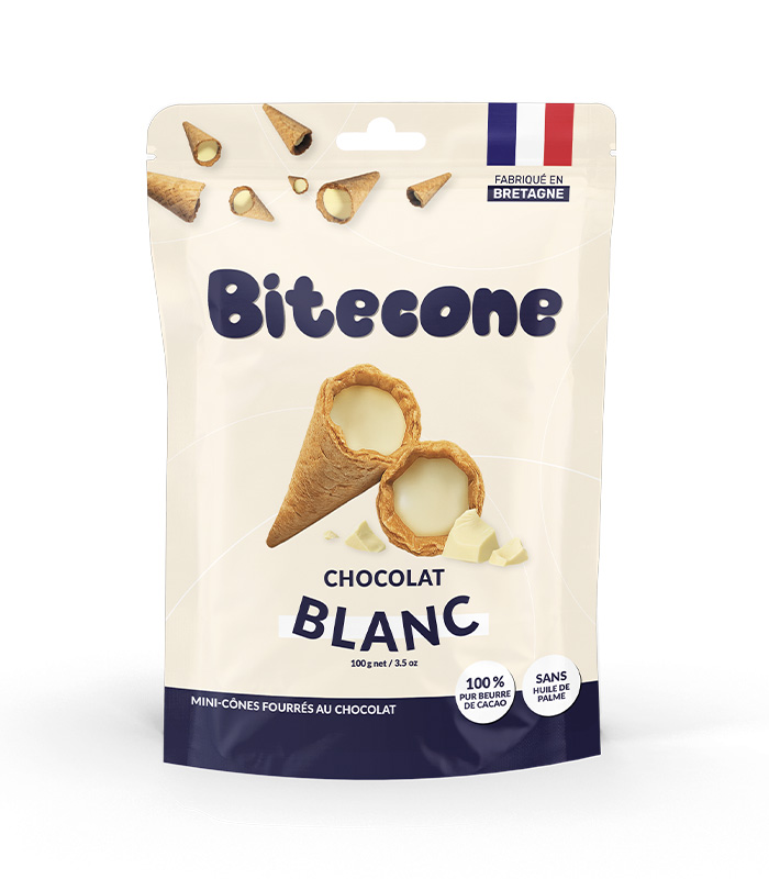 [88041] Mini cônes fourrés au chocolat blanc 100g x15 BITECONE