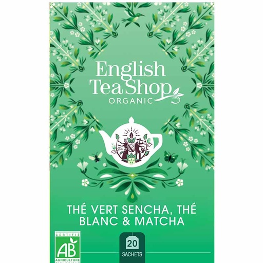 [57949] Thé Vert Sencha, Thé blanc & Matcha Bio 20 sachets x6 ETS