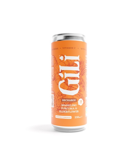 [31830] Prêt-à-boire pétillante curcuma fleur de sureau en canette bio 25cl x12 Gili