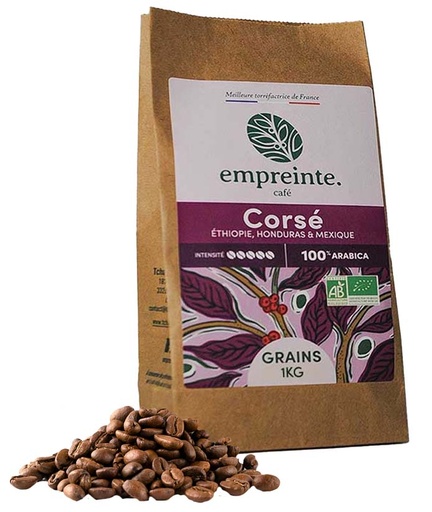 [15531] Café Corsé 1Kg GRAINS Bio x6 Empreinte