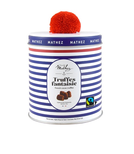 [90036] Boite métal Truffes NAVY Nature Fair Trade 250G x12 Mathez
