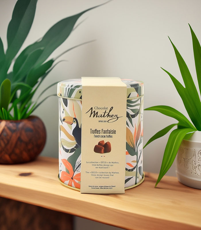 Boîte déco Jungle - Truffes Nature 250g - x12 Mathez