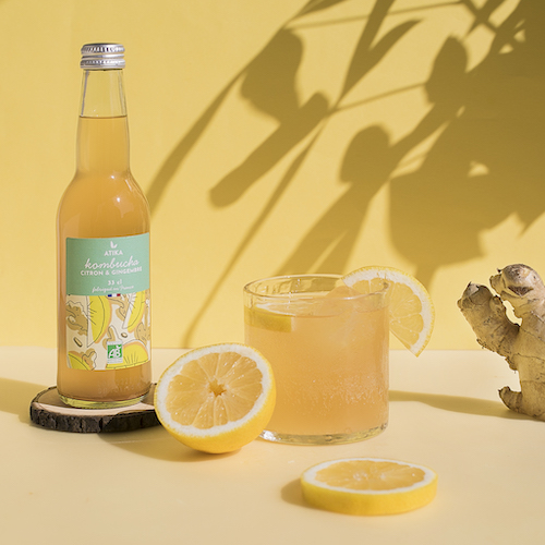 Kombucha Citron & Gingembre Bio 33cl x12 Atika