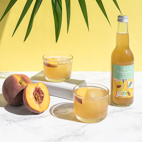 Kombucha Pêche Bio 33cl x12 Atika