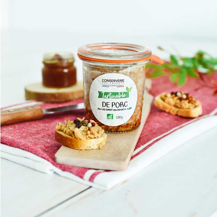 Tartinable de porc au caramel beurre salé bio 100g x12 Conserverie des saveurs