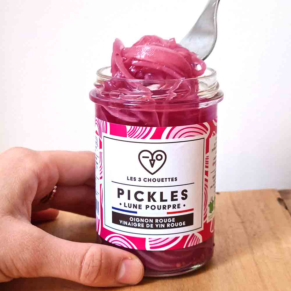 Pickles Oignon rouge Bio 210g x12 Les 3 Chouettes