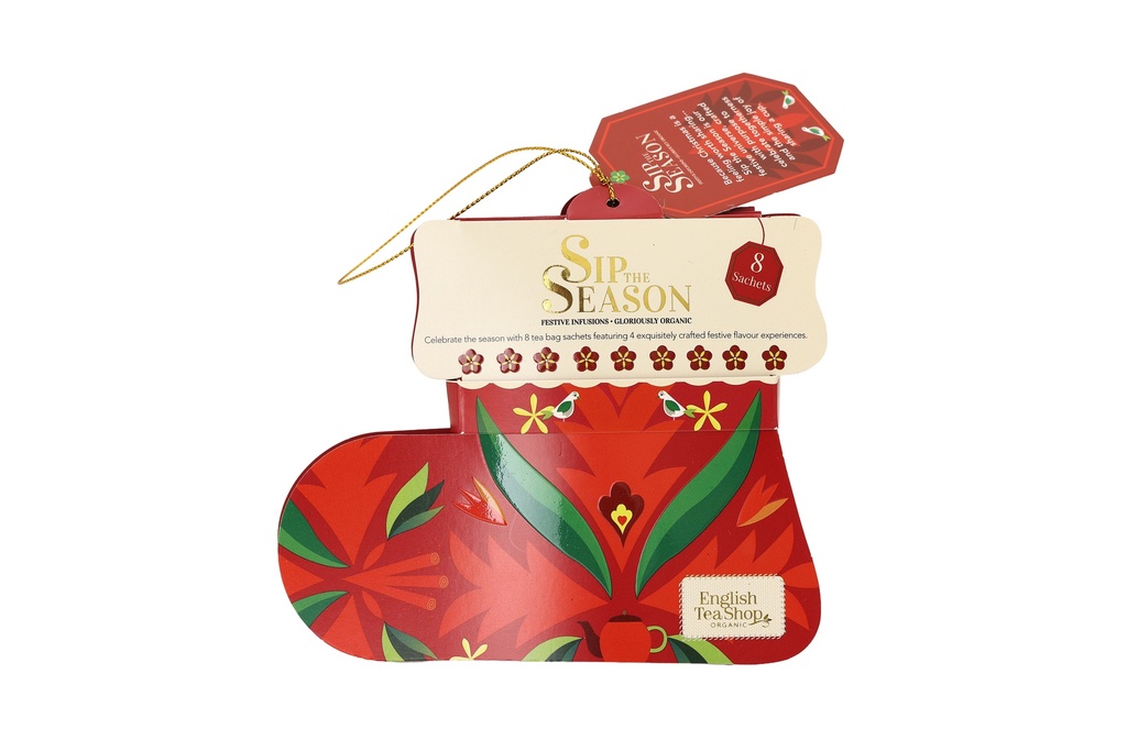 Chaussette de Noël rouge - 8 sachets - 4 mélanges bio x8 STS
