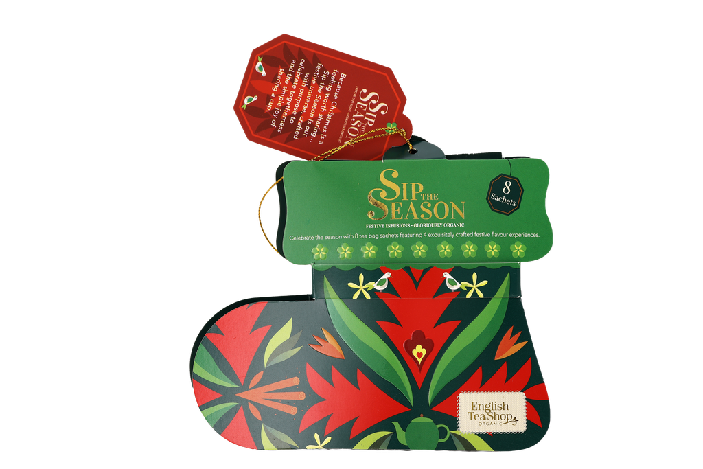 Chaussette de Noël verte - 8 sachets - 4 mélanges bio x8 STS
