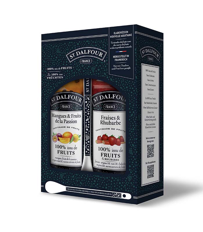 Coffret 2x284g - Mangue/Passion, Fraise/Rhubarbe - x12 St Dalfour