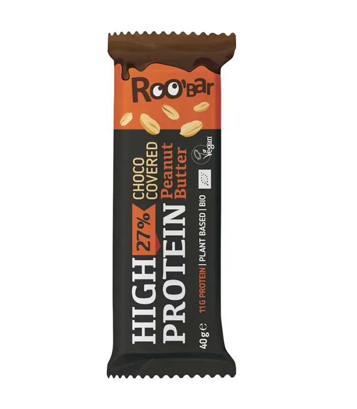 [80611] Barre protéinée bio cacahuètes chocolat 40g - x16 Roo'bar