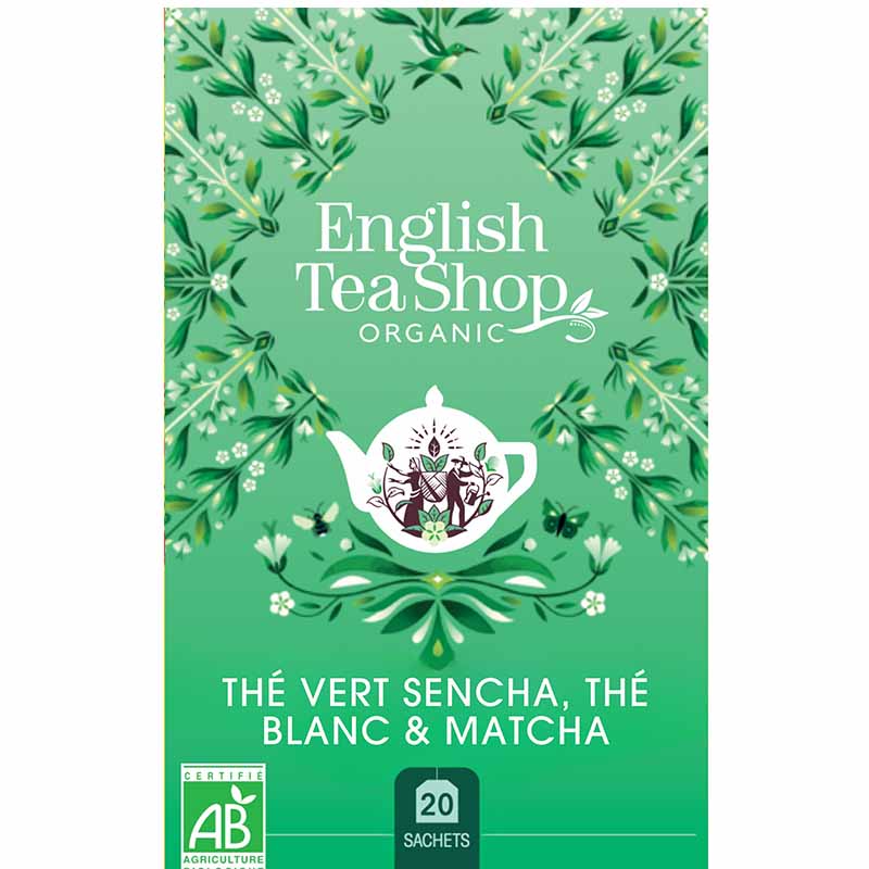 Thé Vert Sencha, Thé blanc & Matcha Bio 20 sachets x6 ETS