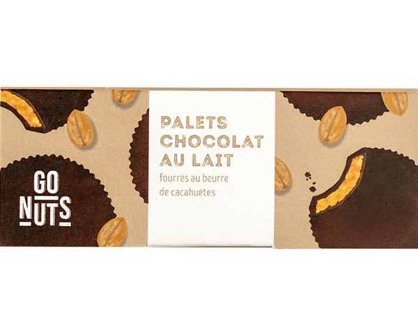 2 Palets Chocolat au Lait Beurre de cacahuètes Bio 34g x24 Go Nuts