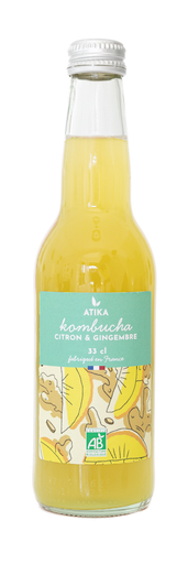 [89709] Kombucha Citron & Gingembre Bio 33cl x12 Atika