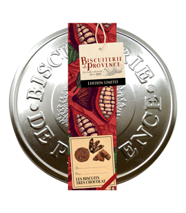 [20152] Boite métal prestige assortiment "tout chocolat" 420g x8 La Biscuiterie de Provence