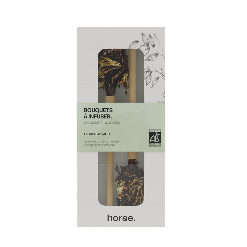2 bouquets à infuser en Théière, Fleurs sauvages Bio x6 Horae