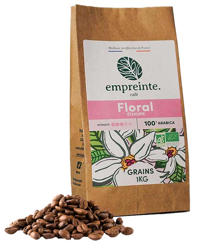 [15418] Café FLORAL 1Kg GRAINS Bio x6 Empreinte