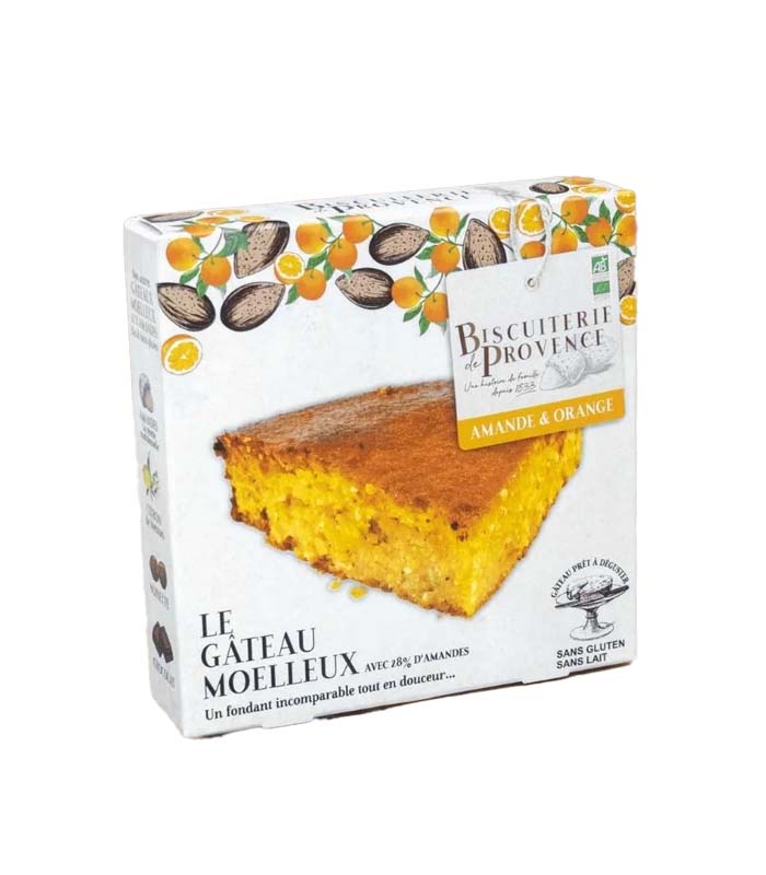 Gâteau moelleux Amandes & oranges Bio 225g x10 Biscuiterie de Provence