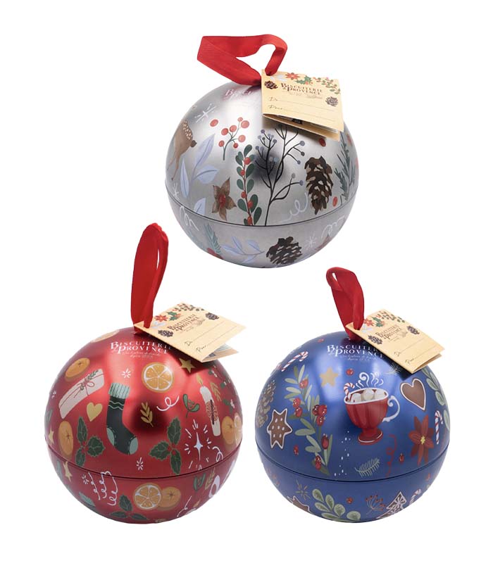 [52415] Boules de Noël bio boîte métal 80g x8 Biscuiterie de Provence