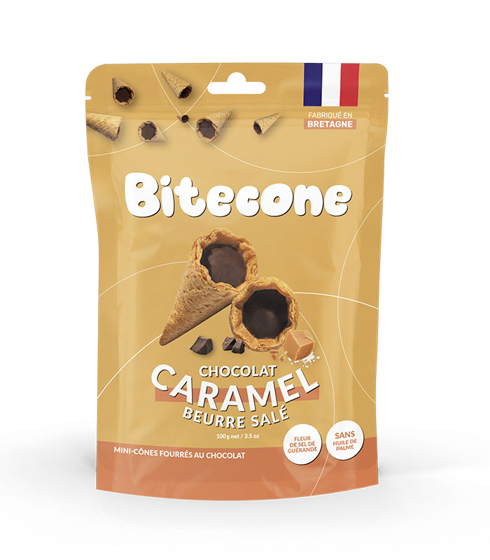 [88171] Mini cônes fourrés caramel au beurre salé 100g x15 BITECONE