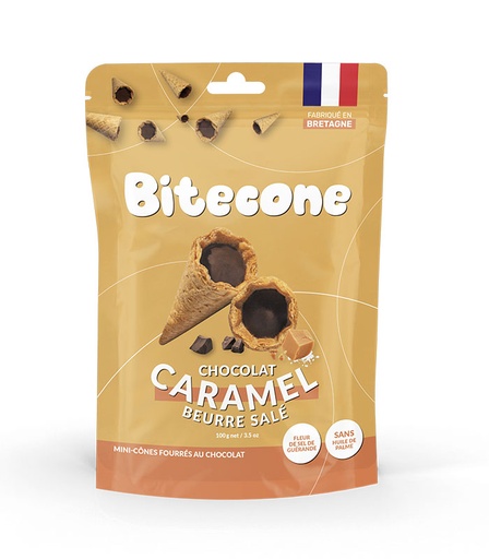 [88171] Mini cônes fourrés caramel au beurre salé 100g x15 BITECONE