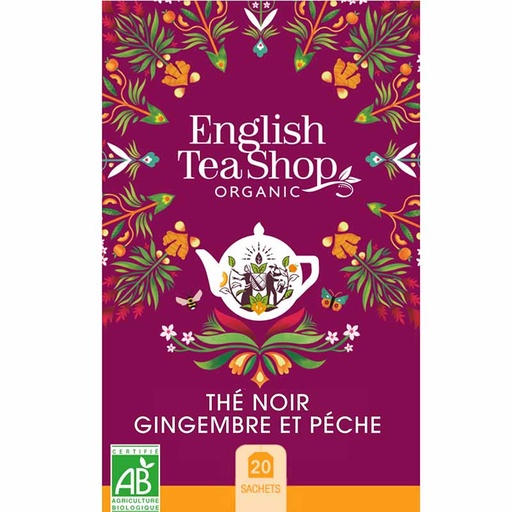 [29212] Thé Noir Gingembre & Pêche Bio 20 sachets x6 ETS