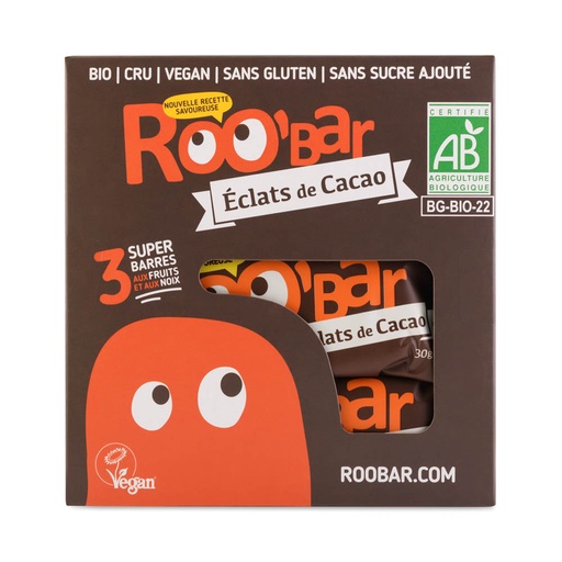 Tripack Eclats de Cacao Bio 3x30g x10 Roo'bar