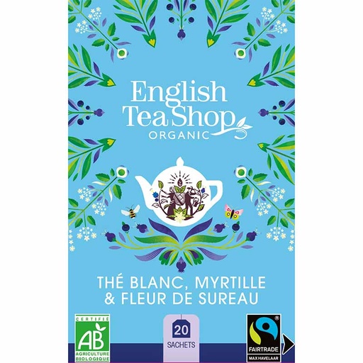 [39846] Thé Blanc Myrtille & Fleur de Sureau Bio 20 sachets x6 ETS