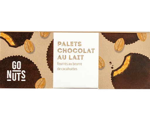 [90112] 2 Palets Chocolat au Lait Beurre de cacahuètes Bio 34g x24 Go Nuts