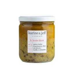 [30387] Bento quinoa, fondue de potimarron, chou, abricots &amp; lentilles ciboulette Bio 350g x6 Karine &amp; Jeff