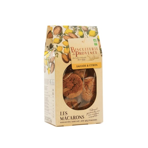 [92036] Macarons Amandes et Citron Bio 130g x10 Biscuiterie de Provence