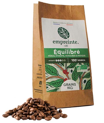 [15500] Café Equilibré 1Kg GRAINS Bio x6 Empreinte