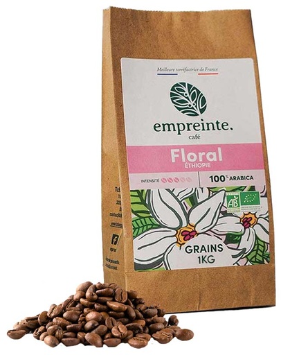[15418] Café FLORAL 1Kg GRAINS Bio x6 Empreinte