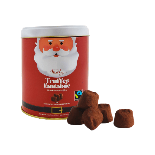 [90067] Boite métal Truffes SANTA Nature Fair Trade 250G x12 Mathez