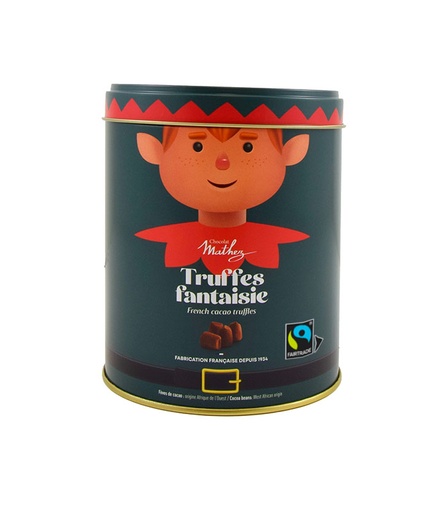 [90074] Boite métal Truffes LUTIN Caramel Fair Trade 250G x12 Mathez
